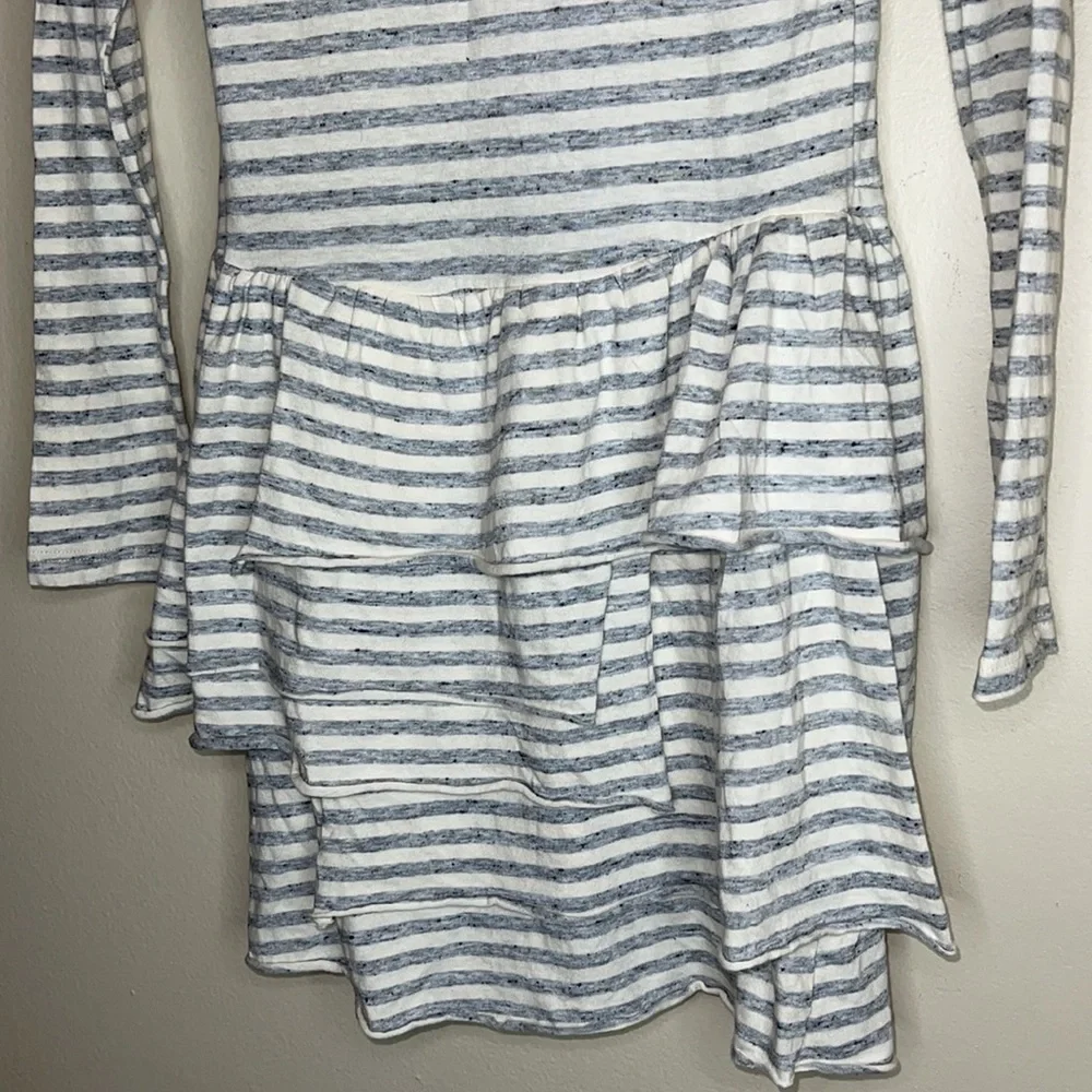 JOAH LOVE Girls Gray White Striped Tiered Ruffle Dress Size 12